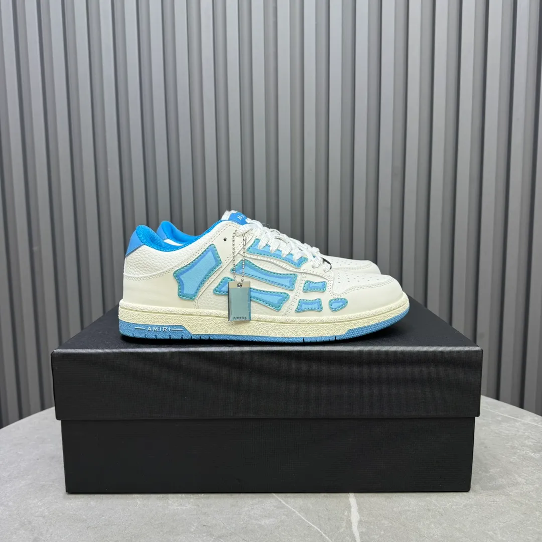 Men's men's shoes 💰600 AMIRI high street sneakers with bone sports shoes, toe layer cowhide upper, upper side bones, hand-stitched, good three-dimensional effect, customized metal LOGO, size 38-45 46
